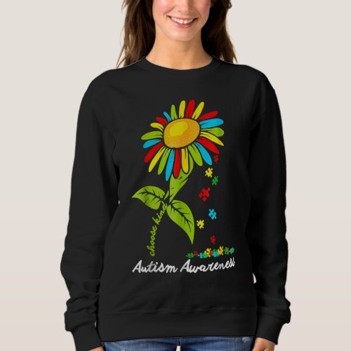 Choose Kind Autism Awareness Month Women Sunflower Sweatshirt