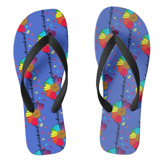 Choose Kind Autism Awareness Pair of Flip Flops (Footbed)