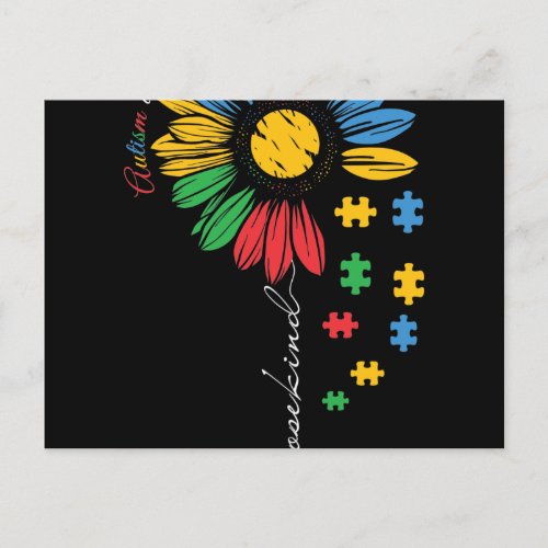 Choose Kind Autism awareness Sunflower Announcement Postcard
