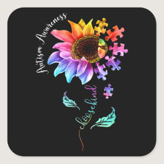 Choose Kind Autism Awareness Sunflower Mom Square Sticker