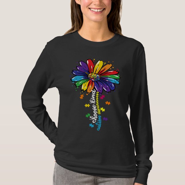 Choose Kind Autism Awareness Sunflower Mom Women K T-Shirt (Front)