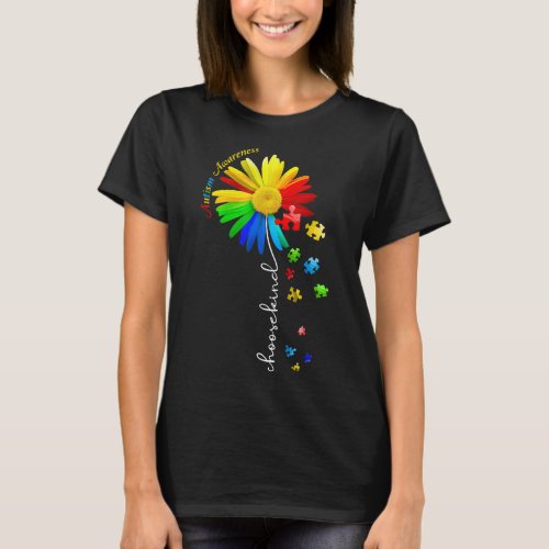 Choose Kind Autism Awareness Sunflower Mom Women K T_Shirt