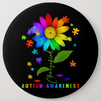 Choose Kind Autism Awareness Sunflower Puzzle For  Button