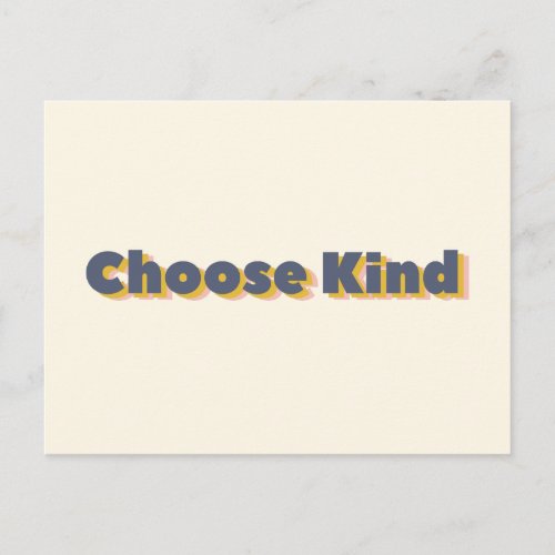 Choose Kind Bold 3D Typography Inspirational Blue Postcard