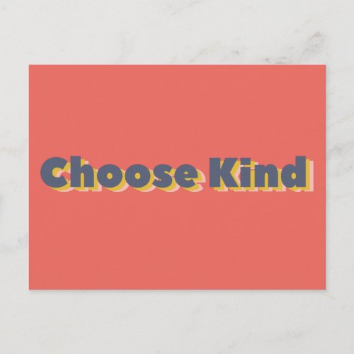 Choose Kind Bold 3D Typography Postcard
