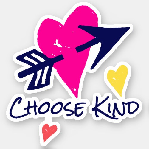 Choose Kind Colorful Hearts Whimsical Modern Cute Sticker