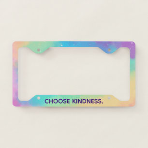 "Choose Kindness" Pastel Rainbow Design License Pl Plate Frame