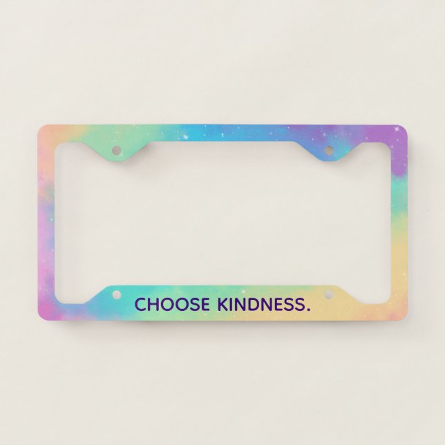 "Choose Kindness" Pastel Rainbow Design License Pl Plate Frame (Front)