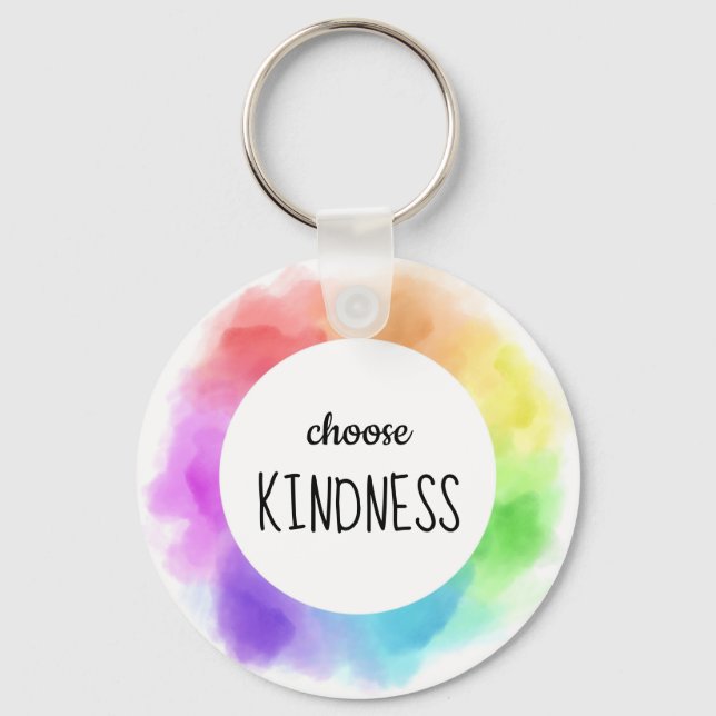 Choose Kindness Quote Rainbow Clouds Keychain (Front)