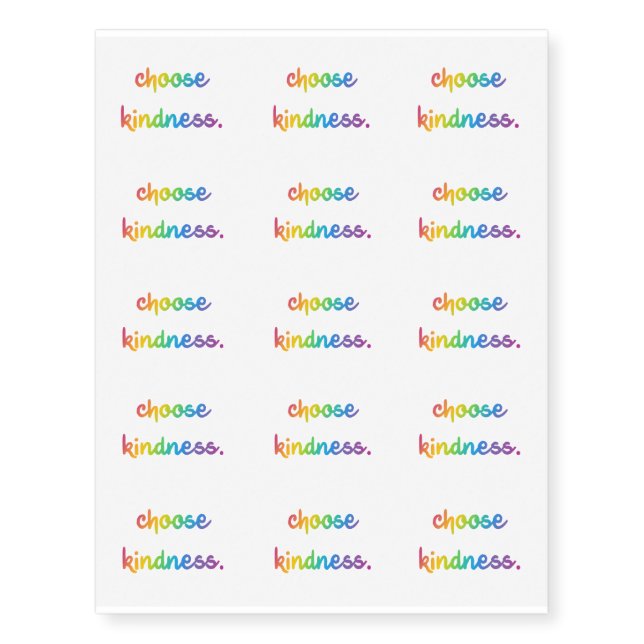 "Choose Kindness" Rainbow Ombre Temporary Tattoos (Front)