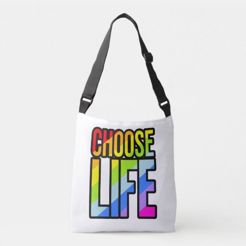 Choose life colorful text slogan tote bag