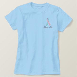 Choose Life, Pro-Life Shirt, Embroidered Ribbon Embroidered Shirt