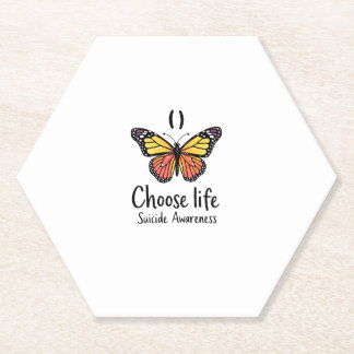 Choose life suicide Awareness Colorful Dragonfly T Paper Coaster