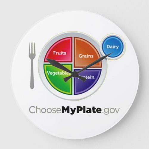 Choose My Plate White Large Clock