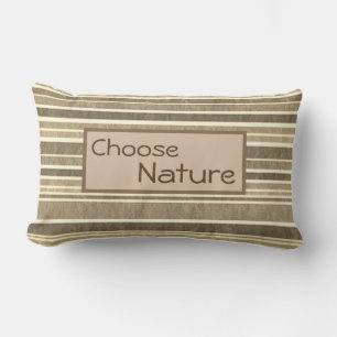 "Choose Nature" Minimalist Natural Earth Tone Lumbar Pillow