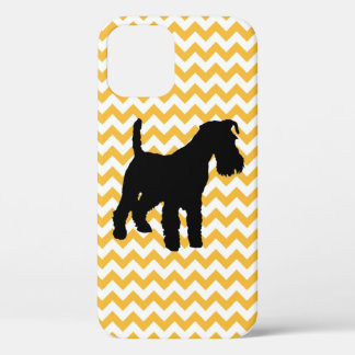 Choose Orange or Blue Chevron With Schnauzer C iPhone 12 Case