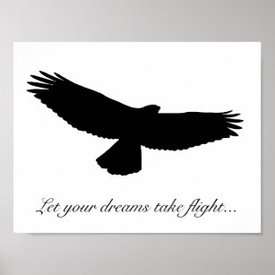 CHOOSE OWN BACKGROUND COLOR! RED TAILED HAWK Black Poster