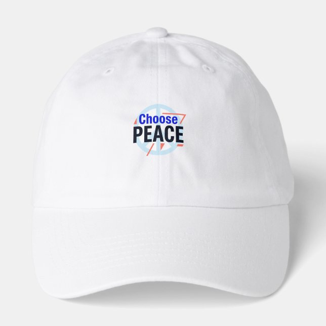 Choose Peace Bold Typography Hat with Minimal Peac (Front)