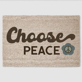 Choose Peace Coir Door Mat – Retro Flower Power En