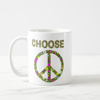 Choose Peace - Retro Flower Peace Sign Coffee Mug