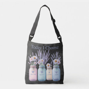 Choose Positivity Mason Jar Faith Hope Love & Joy Crossbody Bag