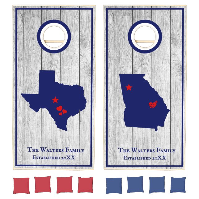 Choose State Maps, Movable Hearts, Star Wood TX GA Cornhole Set (Set)