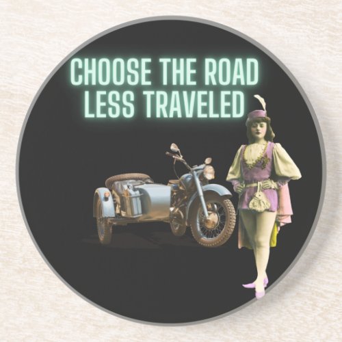 Choose the Road Less Traveled Fun Altered Art   Coaster