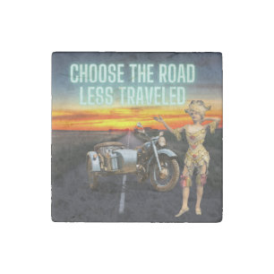 Choose the Road Less Traveled Fun Altered Art Stone Magnet