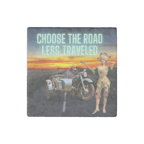 Choose the Road Less Traveled Fun Altered Art  Stone Magnet