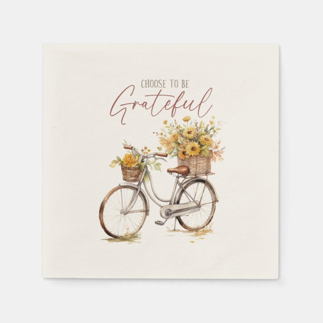 Choose to Be Grateful – Bicycle & Rustic Fall Napkins (Front)