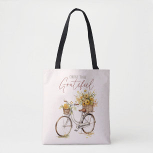 Choose to Be Grateful – Bicycle & Rustic Fall Tote Bag