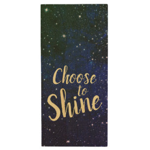 Choose to Shine Stars Cosmos Wood Flash Drive