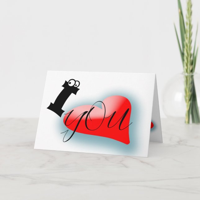 Choose Typographic I LOVE You Red Heart Greeting C Card (Front)