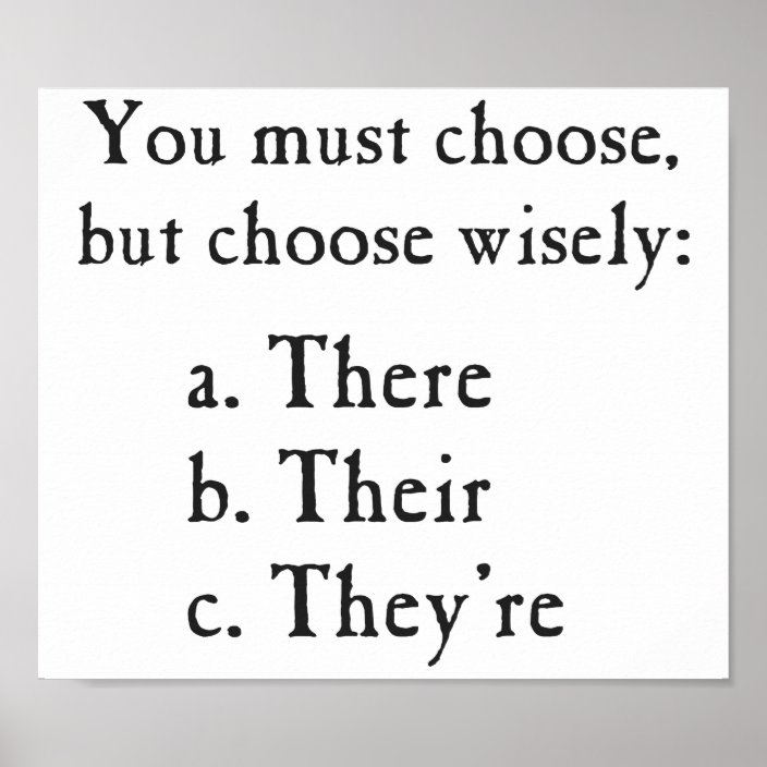 Choose Wisely There Their Theyre Grammar Poster 0467