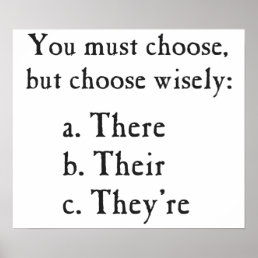 Choose Wisely There Their They&#39;re Grammar Poster