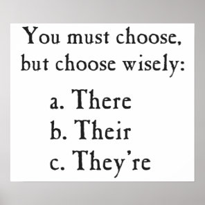 Choose Wisely There Their They're Grammar Poster