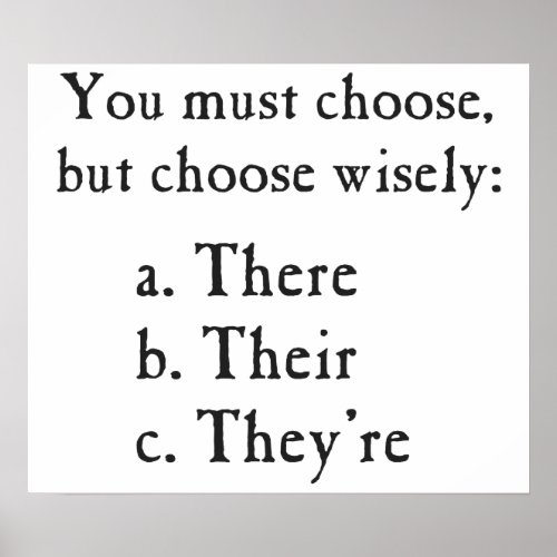 Choose Wisely There Their Theyre Grammar Poster