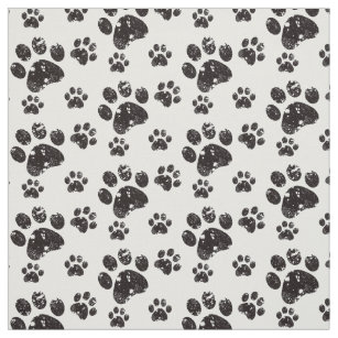 miniature paw prints on black designer fabric from the USA pure