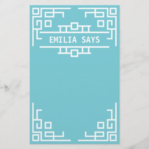 Choose Your Color Art Deco Retro Geometric Border Stationery