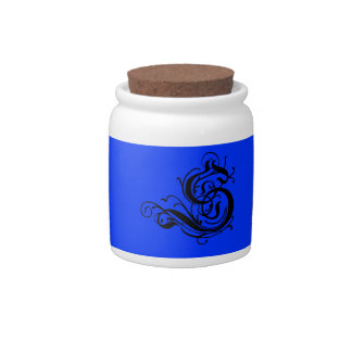 Choose your color Background Monogrammed letter S Candy Jar
