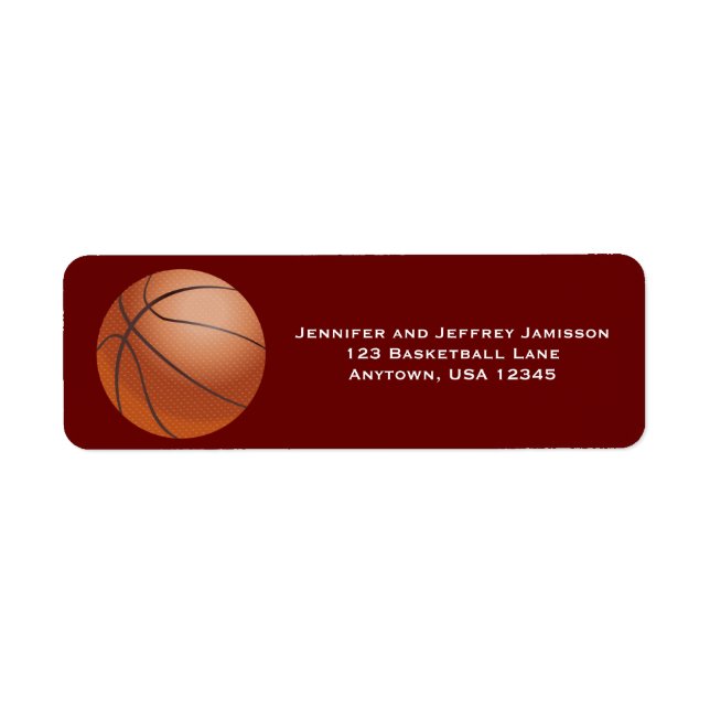CHOOSE YOUR COLOR Basketball Return Address Labels (Front)