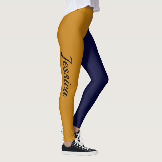 CHOOSE YOUR COLOR Blue Gold Leggings Cheerleader (Right)