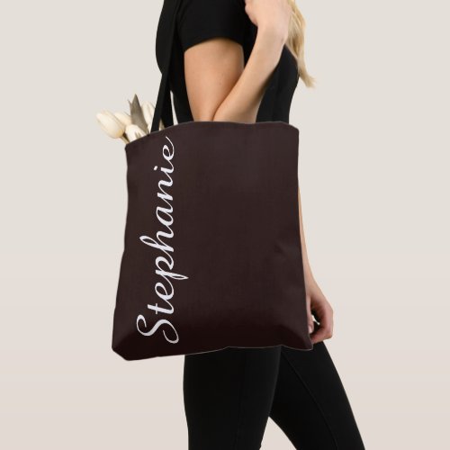 CHOOSE YOUR COLOR Brown and White Name Tote Bag