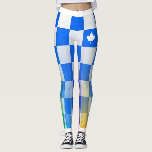 Choose YOUR Color Canadian Maple Checker Rainbow Leggings