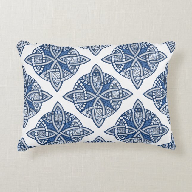 Choose Your Color Celtic Knot Pattern Blue Accent Pillow (Front)