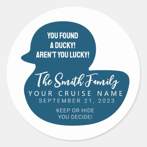  Choose Your Color Cruise Duck Classic Round Sticker