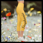 CHOOSE YOUR COLOR custom yoga capri leggings<br><div class="desc">CHOOSE YOUR COLOR custom yoga capri leggings! Printed edge to edge, with your name in large black script up one leg! Sample is yellow, but you can easily customize to color of your choice. Also easy to change or delete example text. All Rights Reserved © 2020 Alan & Marcia Socolik....</div>