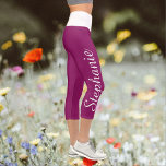 CHOOSE YOUR COLOR custom yoga capri leggings<br><div class="desc">CHOOSE YOUR COLOR custom yoga capri leggings! Printed edge to edge, with your name in large white script up one leg! Sample is rich berry with white waistband, but you can easily customize to color of your choice. Also easy to change or delete example text, "create your own". All Rights...</div>
