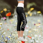 CHOOSE YOUR COLOR custom yoga capri leggings<br><div class="desc">CHOOSE YOUR COLOR custom yoga capri leggings! Printed edge to edge, with your name in large white script up one leg! Sample is black with white waistband, but you can easily customize to color of your choice. Also easy to change or delete example text. All Rights Reserved © 2020 Alan...</div>
