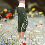 CHOOSE YOUR COLOR custom yoga capri leggings<br><div class="desc">CHOOSE YOUR COLOR custom yoga capri leggings! Printed edge to edge, with your name in large white script up one leg! Sample is hunter green with white waistband, but you can easily customize to color of your choice. Also easy to change or delete example text. All Rights Reserved © 2020...</div>